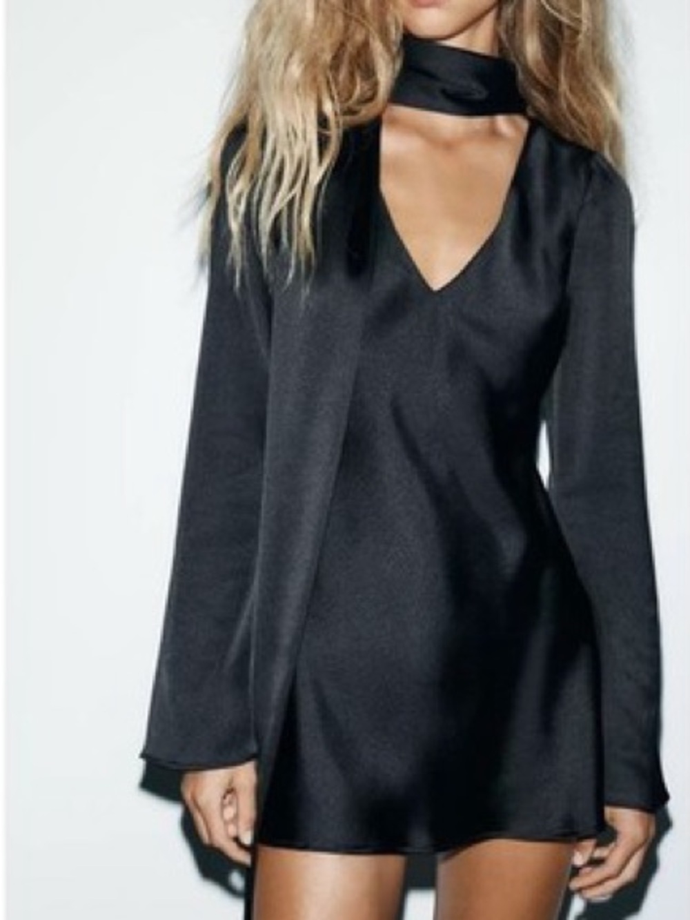 Zara Satin Longsleeve Dress